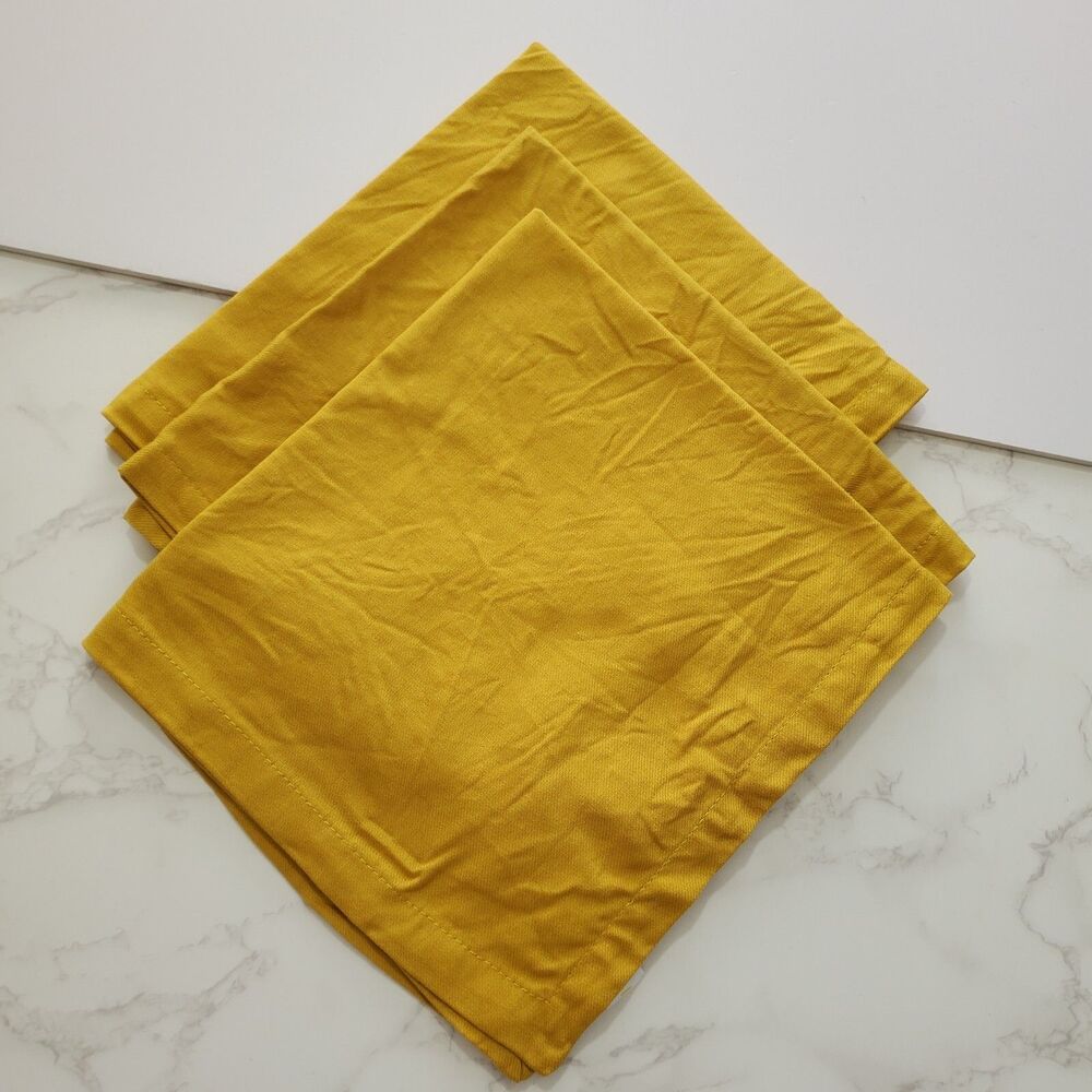World Market Buffet Napkins Set 3 Tawny Olive (Gold) 20x20"  100% Cotton Hemmed
